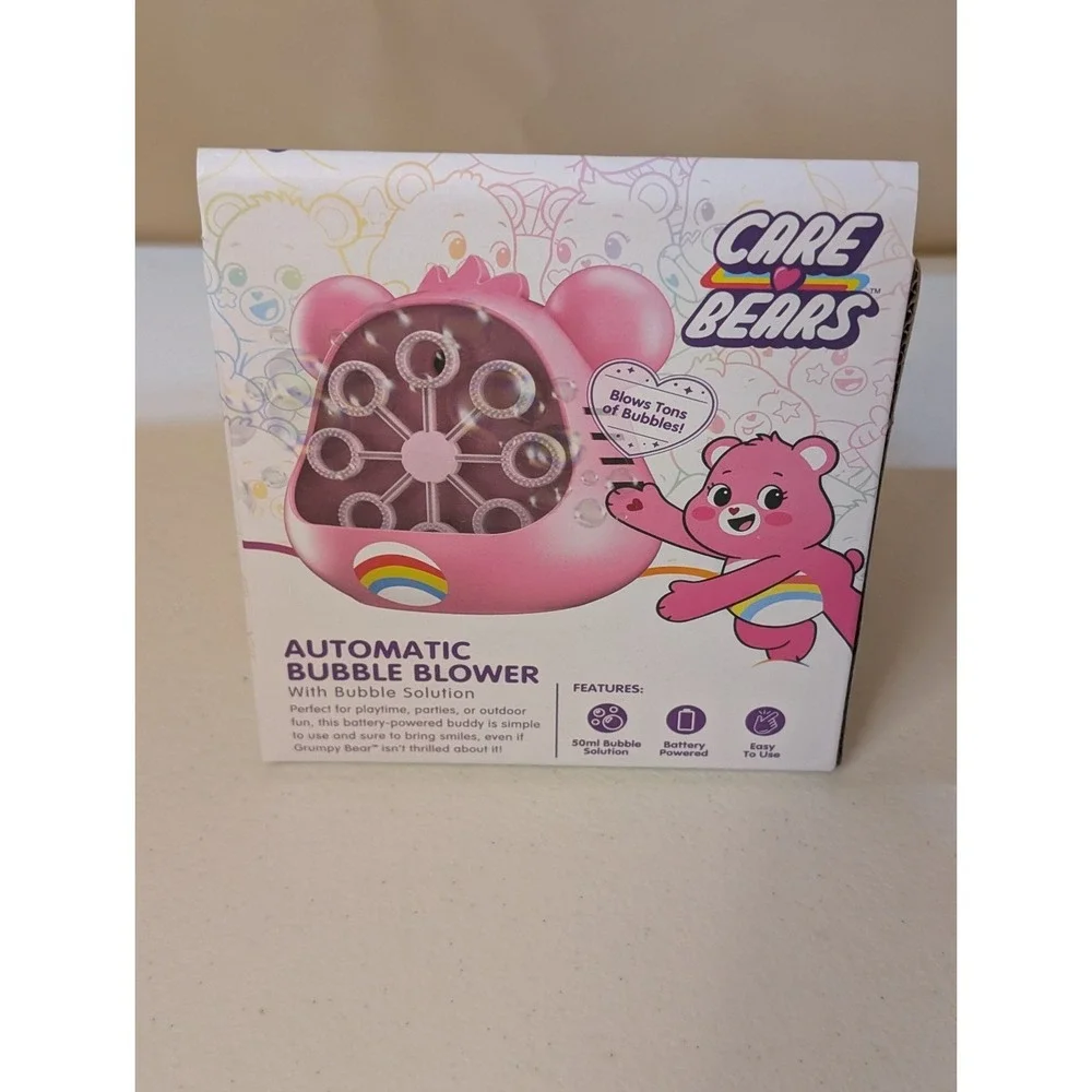 Care Bears Automatic Bubble Blower Pink Bear‎ Battery Operated Toy w/ Solution